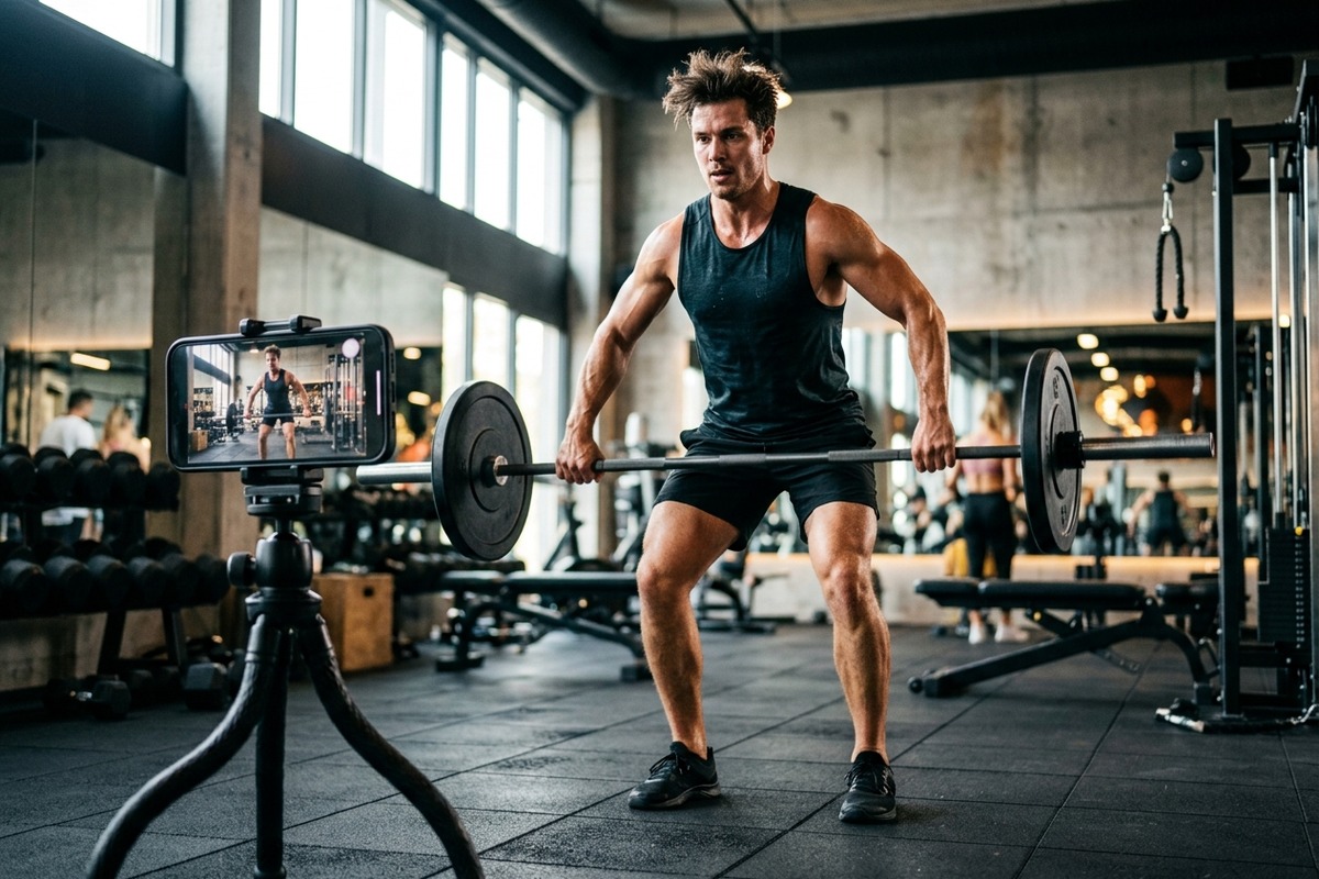 Athlete filming a workout — top sports influencers to follow