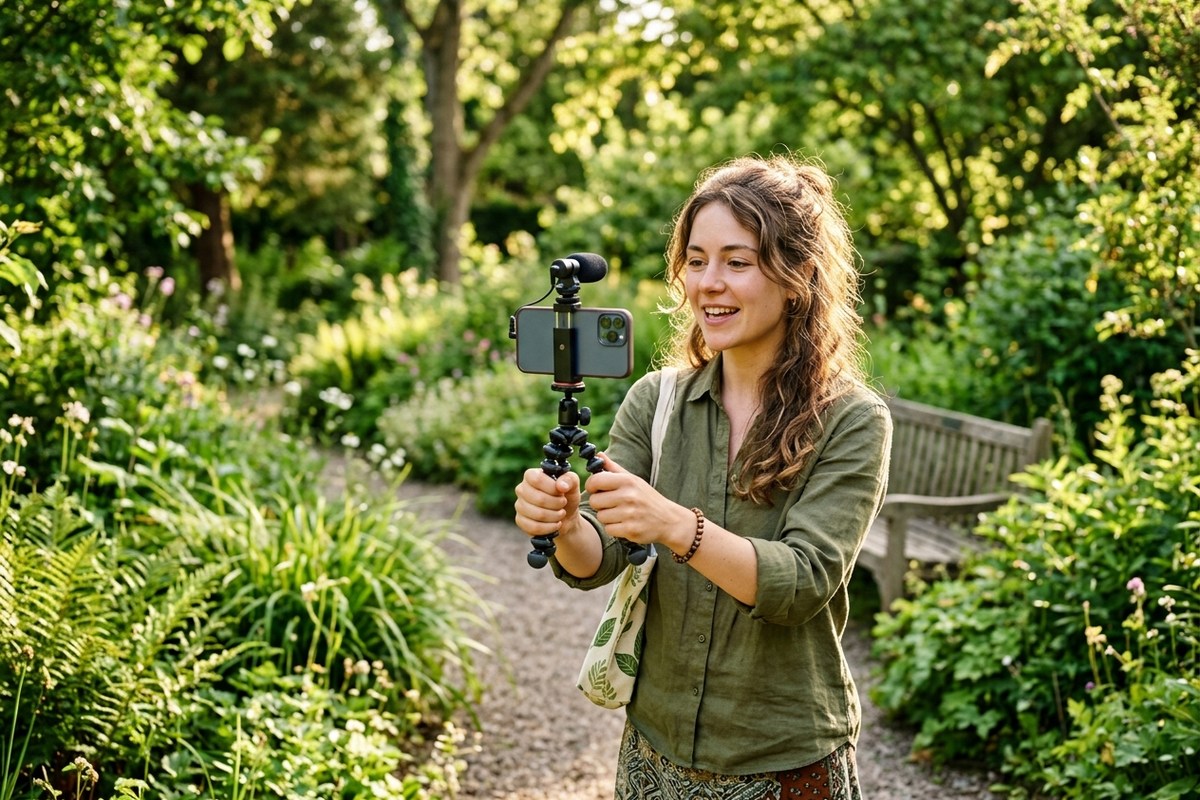 Eco content creator filming outdoors in nature — top ecology influencers