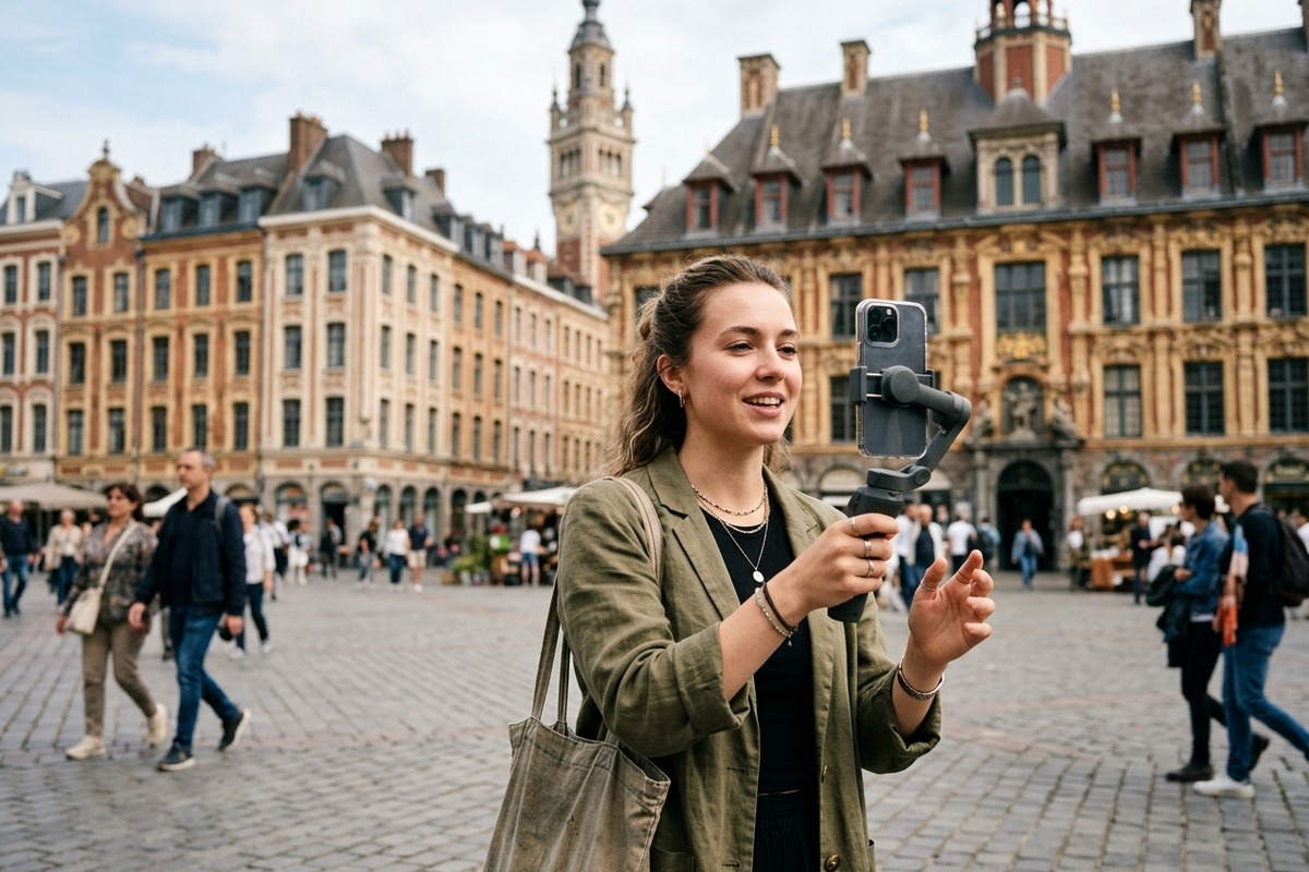 Content creator on the Grand Place of Lille — top influencers in Lille